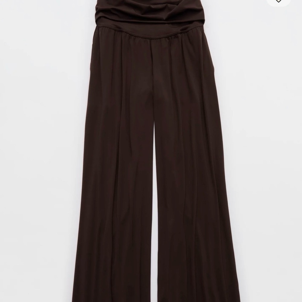 Aerie offline Brown fold over Women's wide leg - real me super wide leg NWT